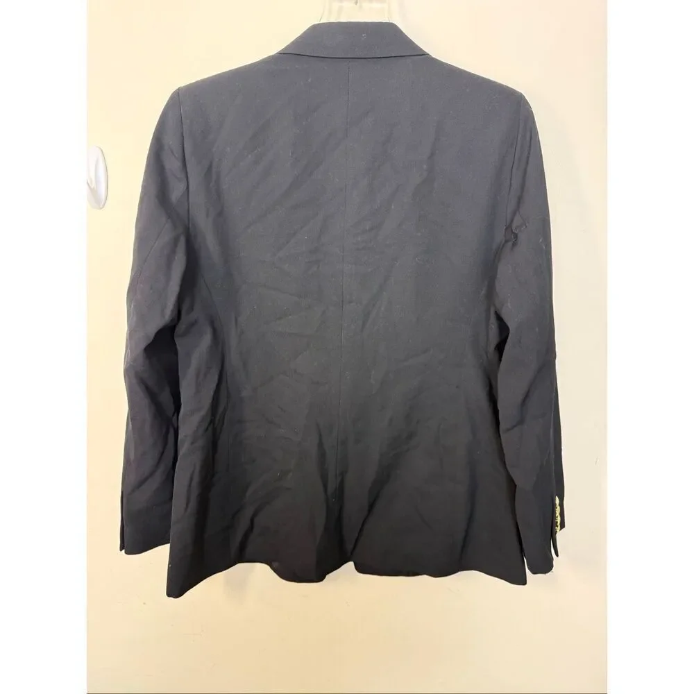 Austin Reed Black 100% Wool Equestrian Blazer Women’s Size 12 Riding Style Gold